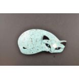 A Lea Stein blue cat brooch with curled tail, mark to back - W9.7cm CONDITION REPORT: good