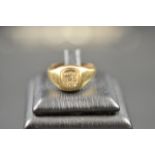 A 9ct gold signet ring inset with nine diamonds, size R 1/2 - approx gross weight 3.