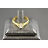 An 18ct gold ring set with solitaire diamond, colour H, clarity P2, approx diamond weight 38pts,