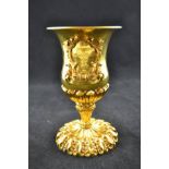 A gilt yellow metal (tests as gold) presentation cup, probably mid 19th century, inscribed '