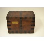 A 19th century metal bound oak silver chest, lock plate inscribed R & S Garrard & Co, 25