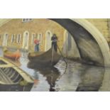 J Armfield Bindon (XX) - Venetian scene with gondolas - 36x50cm watercolour, signed bottom right,