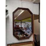 Waring & Gillows Retailed Oak framed mirror with bevel edge