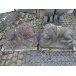 Pr. Of Garden Recumbent Lion figures