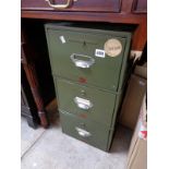 3 Vintage Veteran series green index drawers