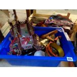 Box of assorted bygones and Vintage wooden wares