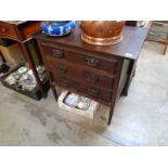 Edwardian Oak chest of 3 drawers with brass drop handles