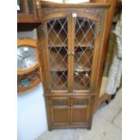 Oak Old Charm leaded corner cabinet