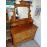 Edwardian Satinwood dressing chest of 2 over 2 drawers with brass drop handles