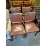 Set of 4 Oak framed chairs with Faux leather seats and backs