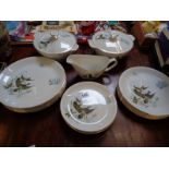 Alfred Meakin Glow white Ironstone Wildfowl decorated part dinner set