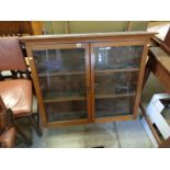 Edwardian Oak glazed wall china cabinet