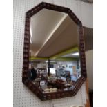 Good quality oak framed mirror with bevel edge by Waring and Gillows