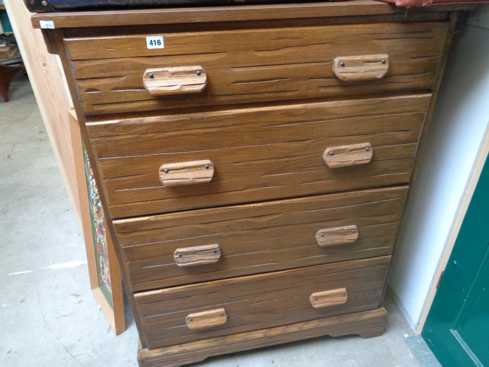 Oak chest of 4 drawers with cup handles