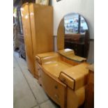 Art Deco Birds Eye maple Wardrobe and dressing chest