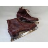 Pr. Of Dowlers Patent Ice skates 'The Mount Charles' in brown Leather