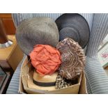 Box of Vintage Hats, Furs and other clothing