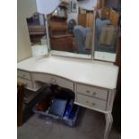Retro white painted dressing table with gilded foliate detail