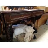 19thC Mahogany leather topped sofa table with fluted supports