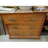 Edwardian Walnut chest of 3 drawers with brass drop handles