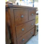 20thC French Oak chest of 2 over 2 drawers with metal cup handles