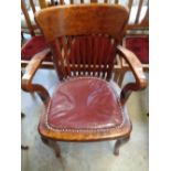 1920s Slat Back office elbow chair