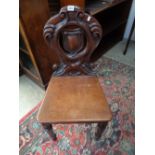 Victorian Mahogany Hall Chair with Carved shield back