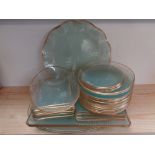 Large Collection of Chance Glass Ribbon decorated plates
