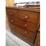 Victorian Walnut chest of 2 over 3 drawers with turned handles