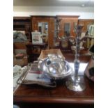 Collection of assorted Silverplated ware inc. Candelabra etc.