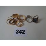 Collection of assorted Edwardian and later rings 18g total weight and 2 Silver rings