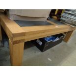 Light Oak Coffee table with marble inset top