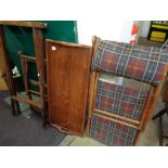 2 Edwardian folding chairs and a bed tray