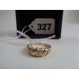 9ct Gold Ladies rope design stone set ring 1g total weight