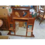 Edwardian Oak chiffonier back with inset mirror