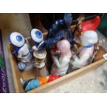 3 Novelty Gnomes, Pottery Dragon ornament and assorted figurines