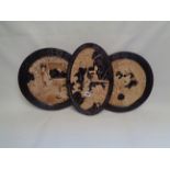 Set of 3 Bretby Japanese pattern wall plates with impressed marks and pattern number 15,101,445 &