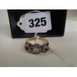 Ladies 18ct Gold 3 Stone Ring set with Single Diamond 0.40ct and 2 Sapphires
