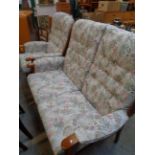 Floral Upholstered sofa with matching elbow chair