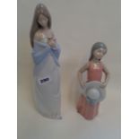 Nao figure of a young woman and a Lladro figure of a Girl with Hat