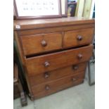 Victorian chest of 2 over 3 drawers with turned handles