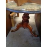 Oval pine planked topped table on tripod base