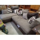 Modern Leather corner sofa with upholstered cushions and footstool