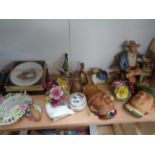 Qty. of assorted ceramics and bygones inc. 2 Bosons wall masks Paddy & Jock