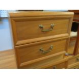 G Plan Bed side chest of 2 drawers with brass drop handles