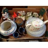 Box of assorted china and ceramics inc. Minton Haddon Hall etc.