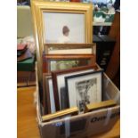 Box of assorted Edwardian and later pictures and prints