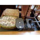 Heavy Cast iron scales and a Wooden painted stool