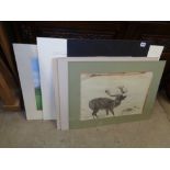 Qty. of assorted mounted Art inc. Watercolours, prints and engravings