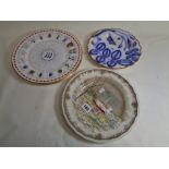 19thC Chamberlain Worcester Flow blue and gilded insect plate and various plates